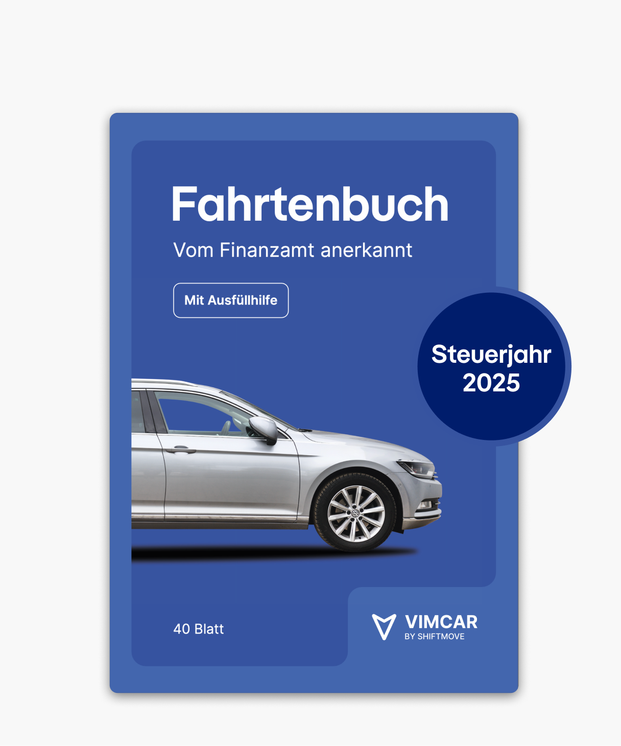 Vimcar Fahrtenbuch A5 für PKW – 40 Blatt, 1 Stück
