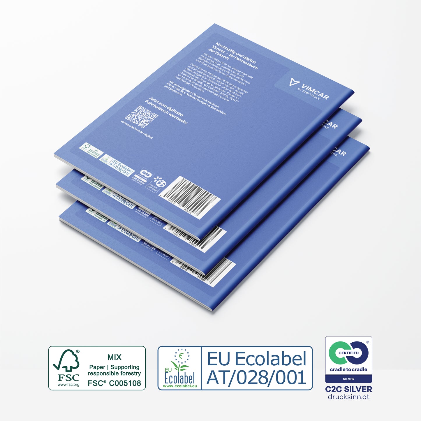 Vimcar Fahrtenbuch, 3er-Pack A5 für PKW – 40 Blatt