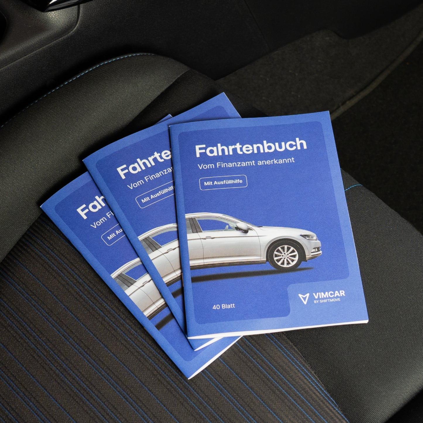Vimcar Fahrtenbuch, 3er-Pack A5 für PKW – 40 Blatt