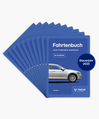 Vimcar Fahrtenbuch, 10er-Pack A5 für PKW – 40 Blatt