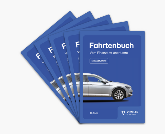 Vimcar Fahrtenbuch, 5er-Pack A5 für PKW – 40 Blatt