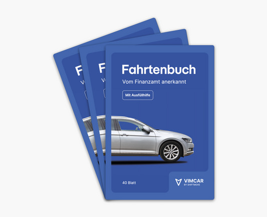 Vimcar Fahrtenbuch, 3er-Pack A5 für PKW – 40 Blatt